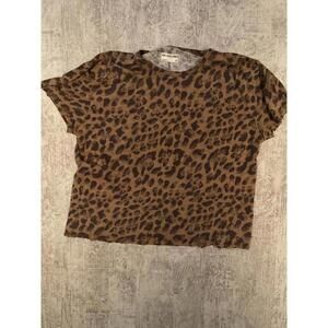 Free People Leopard Print oversized tee sz XS